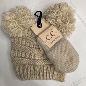 C.C Baby Beige  Double Pom With Mittens